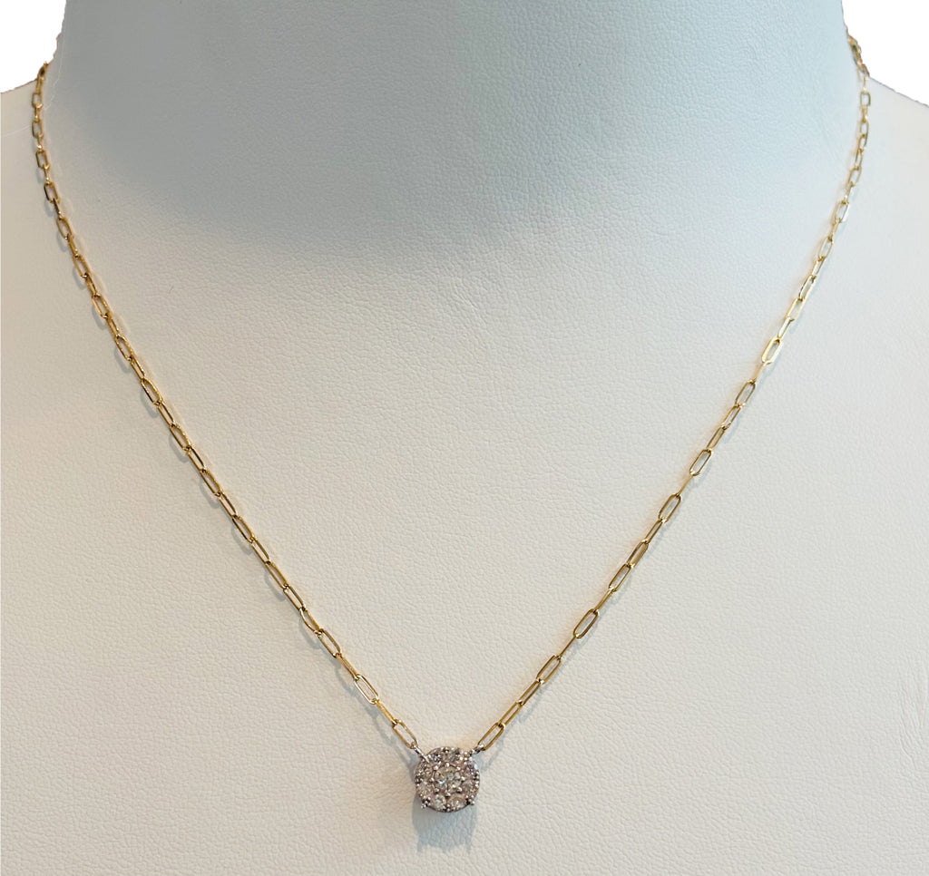 14K Yellow Gold Paperclip Chain with Diamond