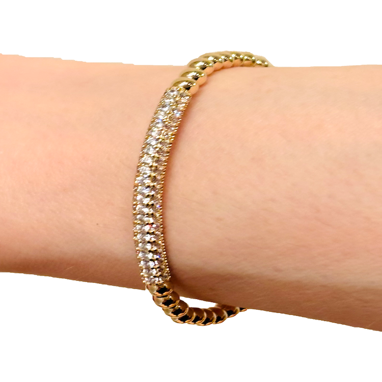 3MM Stretch Ball and Crystal Bar Bracelet