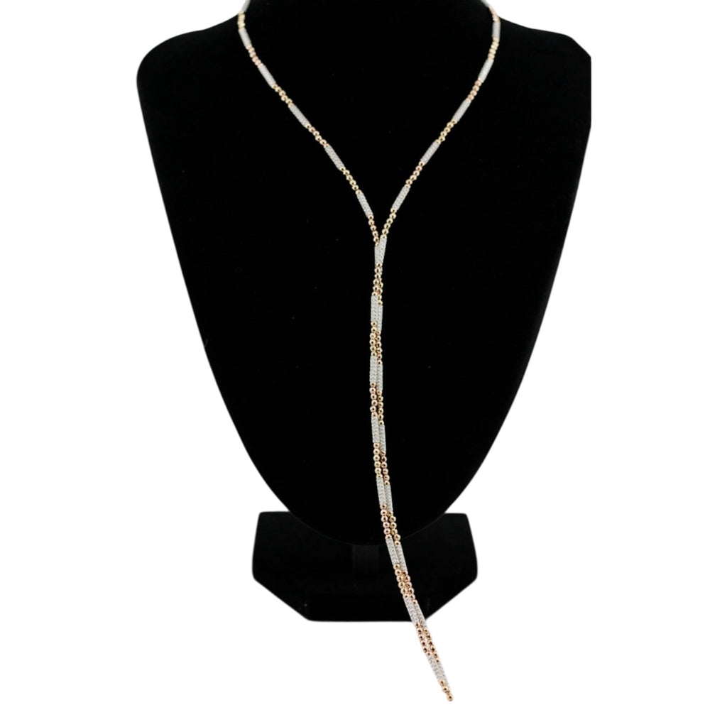 18K Gold Diamond-Cut Bar and Diamond-Cut Balls Necklace/Bracelet