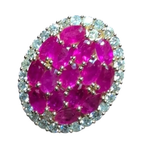 The Ruby and Diamond Halo Ring