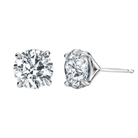 4 CT Round Lab-Grown Diamond Studs – F/G VS in 14K White Gold