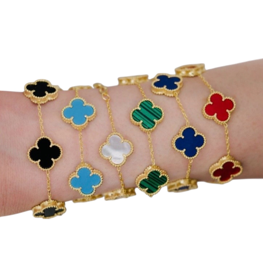 Four Leaf Clover Bracelet – Sterling Silver Plated in 14K Gold