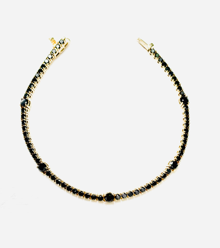 14K Yellow Gold Black Diamond Tennis Bracelet