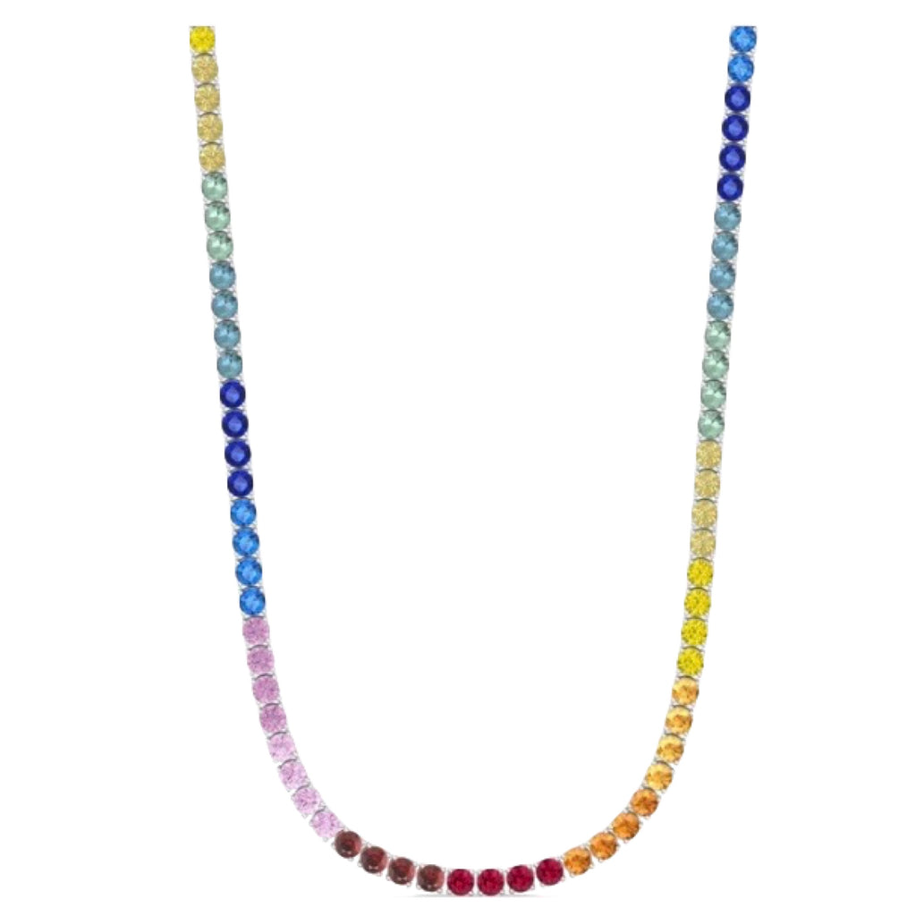 13.02 CT. Rainbow Multicolor Sapphire Tennis Necklace